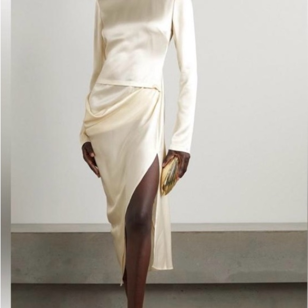 JW ANDERSON Asymmetric draped satin midi dress